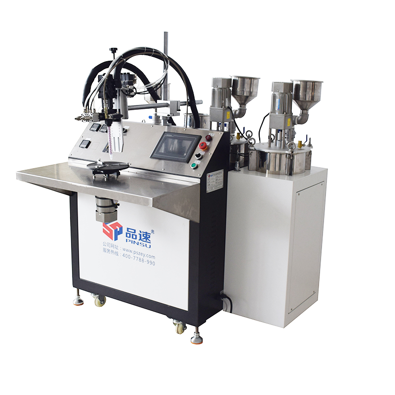 三桶單工位轉盤打膠機